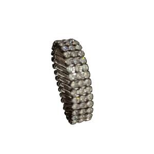 Vintage 1950s Womens Rhinestone + Stretch Metal Bracelet Silver toned‎